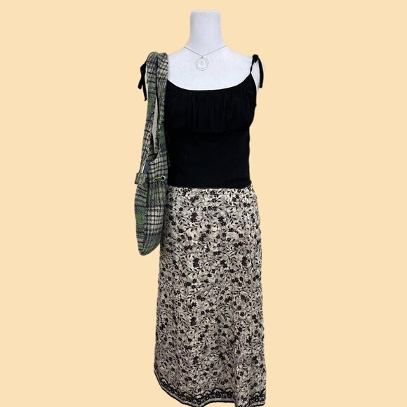 y2k floral boho girly granola whimsygoth midi skirt - Picture 1 of 8